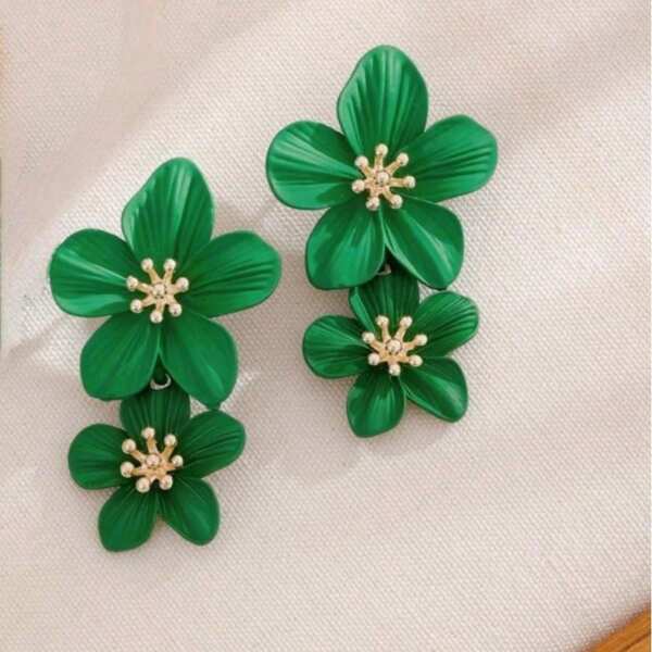 1 Pair Stylish Multi-Layer Floral Design Earrings, & Versatile, Suitable For Women Everyday Wear, Beach & Travel
