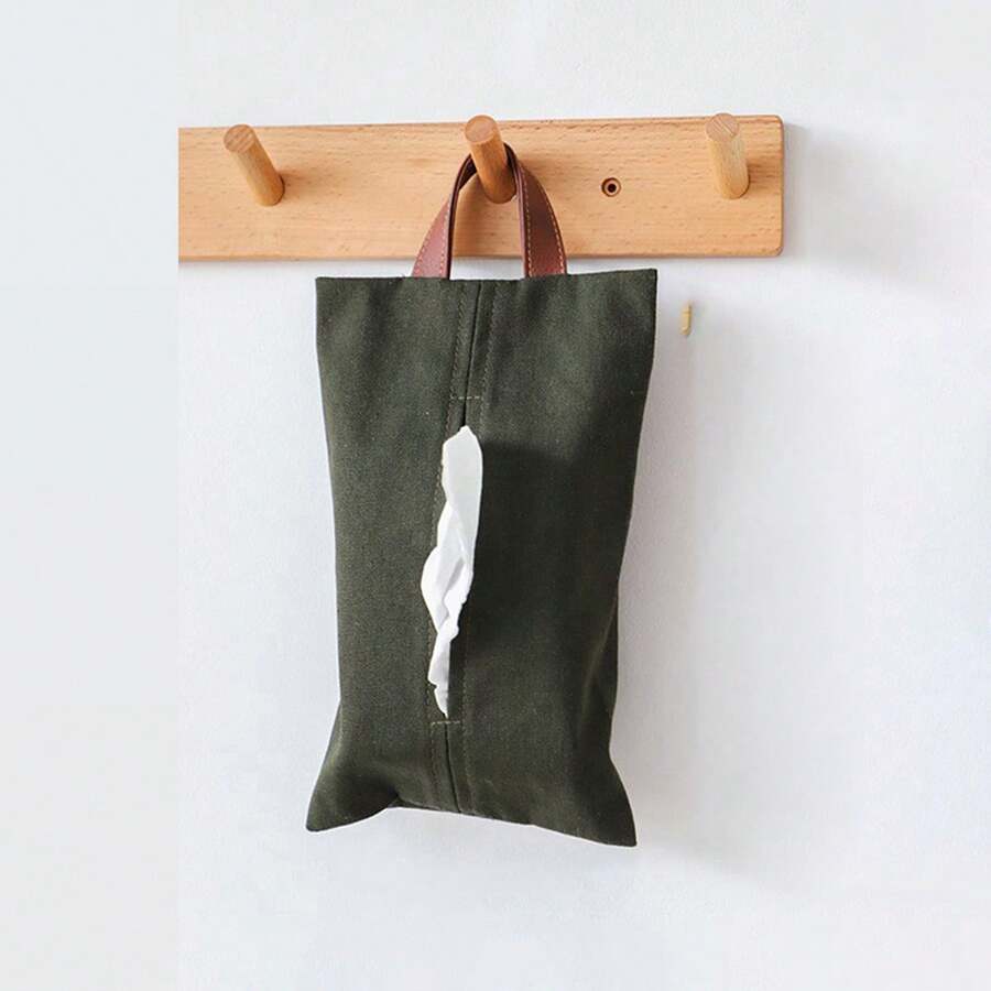 Hanging Tissue Box Cover Japanese Style Tissue Box Holder Facial Tissue Dispenser With Strap For Home - Green - View 1