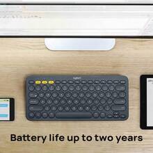 Logitech K380 无线蓝牙键盘 – 超薄静音、便携式设计、多设备配对、兼容 iPad、笔记本电脑、手机和平板电脑 - 黑色 - 查看 2
