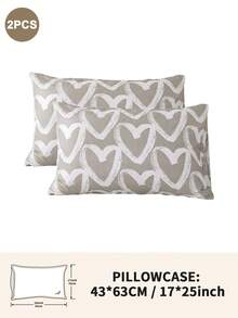 1个/2个/4个装涤纶心形图案枕套（不含枕芯），柔软舒适，四季皆宜 - 彩色 - 查看 44