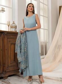 Middle Eastern Muslim Clothing Is Fashionable And Elegant, With An Embroidered Cardigan Set For Summer Dresses