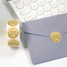 500张装手工爱心贴纸 - 1英寸圆形自粘牛皮纸密封标签，带有爱心和花环图案，适用于剪贴簿、日记和礼品包装 - 光面，一次性手工贴纸，剪贴簿用品，趣味贴纸，笔记本电脑贴纸，Kindle手机贴纸 - 彩色 - 查看 6