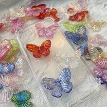 30/50 Peças Encantos Mistos de Borboleta Acrílica, Pendentes de Estilo Barroco Iridescente para Joias DIY, Artesanato, Chaveiros, Decorações de Capas de Telefone e Acessórios para Cabelo - Borboletas Vibrantes, Encantos de Joias DIY|Encantos de Borboletas Vibrantes