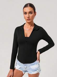 Sodalemon Chaqueta deportiva de mujer con cremallera completa para entrenamiento en el gimnasio, al aire libre, de manga larga, elástica, casual, para correr y hacer ejercicio