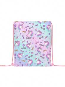 3D Unicorn Print Drawstring Sports Backpack, Durable Cartoon Pattern Drawstring Knapsack For Hiking, Fitness, Travel - Drawstring Bag - View 7