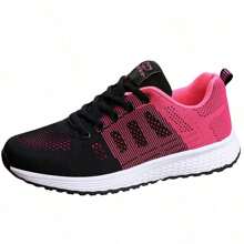 Zapatos deportivos casuales para mujer, con malla transpirable y suela antideslizante. Zapatillas de running versátiles y con color rosa. Plantilla aleatoria en color negro o rosa