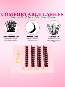RITALASH 300pcs D Curl Christmas Gift Cluster Lash KitDIY Eyelash Extensions Long Individual Lashes Mixed Tray Lash Clusters Extensions DIY Cluster Lash At Home With Bond And Seal Applicator Cluster Lash Remover And Lash Brush - Black - View 5