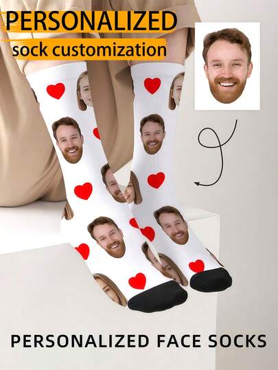1 par de calcetines personalizados con cara, calcetines con foto personalizada, calcetines impresos personalizados, calcetines divertidos personalizados con cara, calcetines con imagen personalizada, imprime cualquier diseño facial en los calcetines, regalo de aniversario