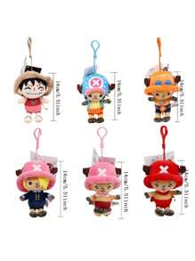 ONE PIECE 12 estilos de muñecos de peluche genuinos de ONE PIECE Monkey D Zoro, Chopper, Ace - Juguetes de peluche del Rey Pirata, lindos llaveros con colgantes, figuras de anime Kawaii, juguetes de peluche para coleccionar, regalos para cumpleaños y festivales de niños, 14cm/5,5 pulgadas