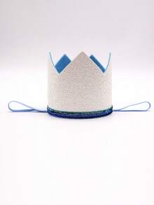 1pc Men's Crown Style Party Hat, Accessories - White - View 2