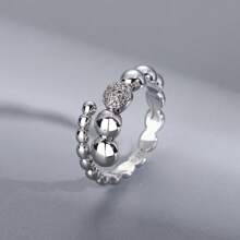 1 Stück asymmetrisch designter Zirkonia Offener Ring für Damen, exquisit einfacher minimalistischer Fingerring