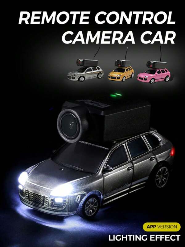 2.67 In Mini App Controlled Car FPV Camera Car, 1:64 Scale Desktop RC Lighting Remote Control Toy Mini Pocket Car