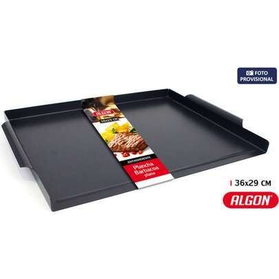 Algon Piastra per barbecue con bordi rialzati e maniglie laterali integrate - Piastra per barbecue all'aperto, dimensioni compatte 36x29 cm e facile da pulire, ideale per carne, verdure, frutti di mare⚫ Spedizione GRATUITA ✅ Consegna entro 24/48 ore in Spagna (penisola)