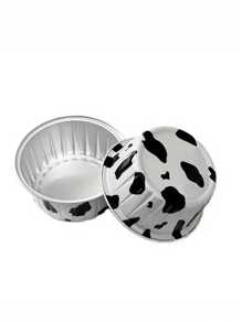 Mini Baking Tray With Lid - Disposable Aluminum Foil Square Cup, Suitable For Cupcakes, Brownies, Muffins And Desserts - Perfect For Weddings, Parties And Kitchens, Essential For Kitchen Baking | Modern Kitchenware | Ribbed Texture Cup