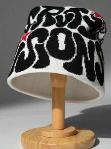 Warm Knitted Beanie Hat, Y2K Style, Acrylic Letter Design Unisex Cap For Men & Women, Autumn/Winter Casual Streetwear