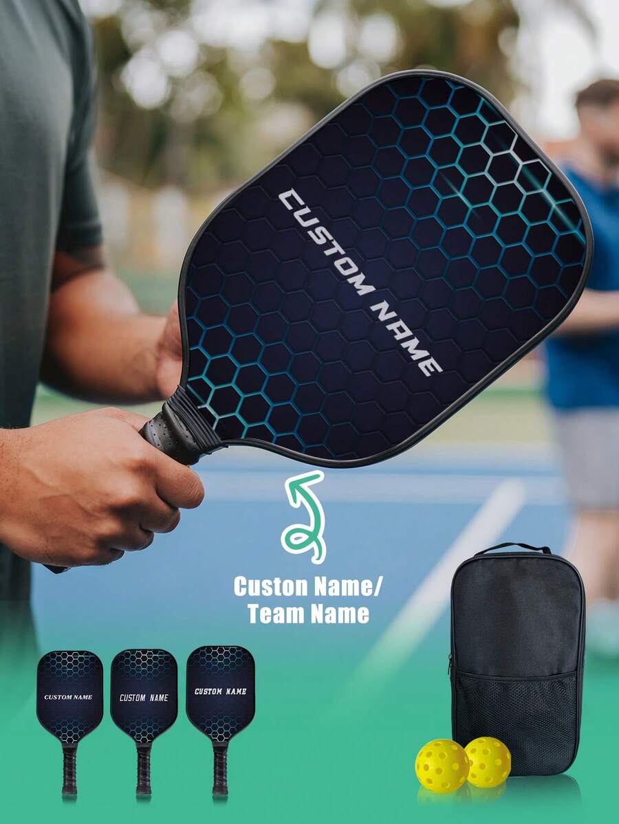 Racket Custom Name Or Team Name White Letters Broken Honeycomb Passion 16mm Kimchi Ball Paddle Fiberglass Surface High Grit And Rotating One-Piece Infinity Sports Racket Gift - Multicolor - View 1