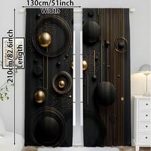 两套二维黑金色抽象图案窗帘，完美提升客厅、卧室、厨房或浴室的装饰效果。这些时尚的窗帘具有遮光功能，安装简便。 - 黑色 - 查看 9