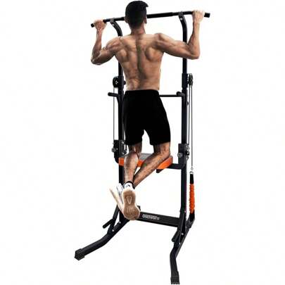 ONETWOFIT Foldable Power Tower Pull Up Bar Station Assistive Trainer, Multi-Function Adjustable Height Dip Station For Home Gym Workout Pull Up Stand