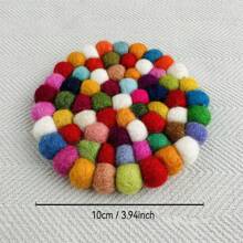 1 件手工羊毛毡彩色球 - 特色精美杯垫：隔热时尚的餐桌配件 - 多色 - 查看 7