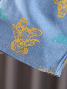 H HIBOBI 2 pièces/Set T-shirt à manches courtes et short pour bébé garçon avec impression d'ours pour l'été