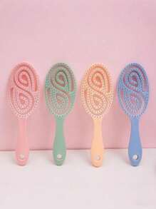 1 Pc Oval Hollow Design Brush, Large Curved Hair Comb, Home Volumizing Styling Brush, High Skull Massage Hair Brush, Suitable For All Hair Types, Dry & Wet Use, Promote Scalp Blood Circulation