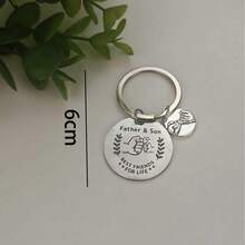 2pcs Zinc Alloy Minimalist Father & Son Disc Key Chain, Personalized Creative Family Keychain, Fashionable Daily Wear Charm, Great Gift For Family - Multicolor - View 2