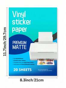 50 Sheets High Quality Printable Vinyl Sticker Paper, Matte White Waterproof Self-Adhesive Sticker Paper For Laser Printer, A4 Size - White - View 2