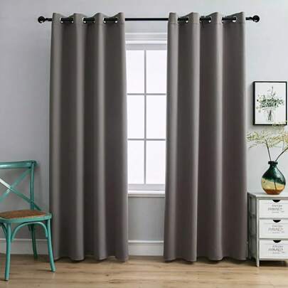 2 Paños cortina Blackout Para Ventana 132x214Para Habitacion Sala, 100% tejido impermeable de poliéster