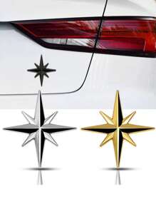 1pc Car Shape 3D Metal Sticker, Simple And Practical Multifunctional Shark Badge Sticker, Car/Motorcycle/Gas Cap Decoration Emblem, Suitable For All Vehicle Exterior