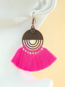 TopHanqi 3pcs/7pcs/12pcs/18pcs Random Bohemian Hollow Vintage Tassel Earrings Set, Multicolor Geometric Fan Shaped Dangle Earrings, Suitable For Daily Wear, Commuting, Party, Date, Gift, All Season