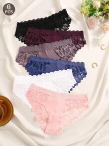FINETOO 6 piezas de bragas de bikini sexy con recortes de encaje calados para mujer