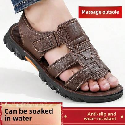 Sandalias deportivas para hombre, zapatos de playa al aire libre, estilos de pareja, sandalias de verano, zapatos romanos en marrón y negro, tallas grandes