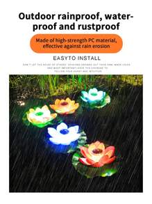 Lumières flottantes pour étang extérieur imperméables, lumières de fleurs de lotus solaires, lumières de jardin - associées à des lumières de feuille de lotus souhaitant pour une villa de cour, illuminées par énergie solaire pour créer une atmosphère onirique et poétique de paysage aquatique de cour