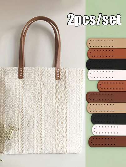 2pcs/Set Faux Leather Handles Diy Craft Accessories,Comfortable Versatile Replacement Straps For Tote Bags,Durable Shoulder Strap Bag Accessories, Wallet Making Supplies,Crochet Bag Handle,Portable Replacement Shoulder Strap, Detachable Handle,Ideal For Crafting And Bags, Simple Gift Giving Small Gift Giving To The Best Friend