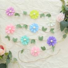 1 Peça Guirlanda de Flor de Feltro Boho Feita à Mão com Corda de Juta, Adequada para Decoração de Casa, Decoração de Festa, Decoração de Parede