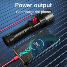 High-Power LED Flashlight Long-Range 1500 Meters Ultra-Bright Zoom Waterproof Tactical Torch Rechargeable Camping Fishing Light Outdoor Hiking Adventure Hunting Light - Black - View 8