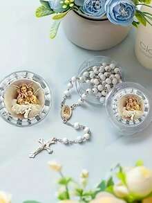 12 Handmade Incense Rosary Necklaces Featuring The Cross Of Our Lady Of Guadalupe, Each Comes With A Box, Suitable For First Holy Communion, Weddings, Christmas Gifts, And Birthday Party Keepsakes. - White - 12 Pieces - View 4