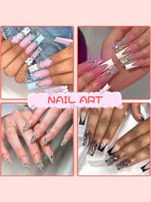 3D Flat Bottom Nail Rhinestones, Glass AB & Clear Crystal Nail Gems Set, DIY Nail Art Decorations