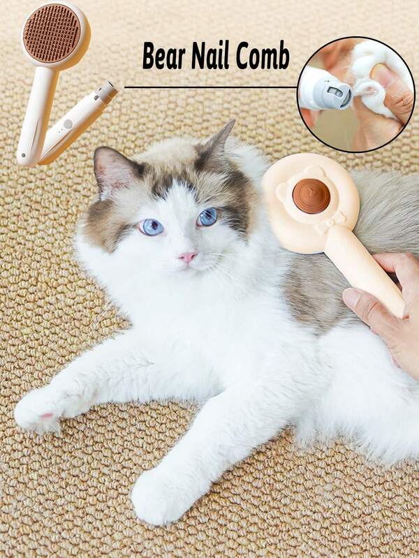 Peine eléctrico recargable para masajear, desenredar y eliminar el pelaje de las mascotas, con función de afilado de uñas