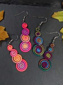 Handmade Colorful Retro Woven Rainbow Earrings, Fashionable Earrings For Women, Elegant Accessories For Home, Casual, Street, Party, Classic Souvenir, Ideal Gift For Valentine's Day, Birthday, Anniversary