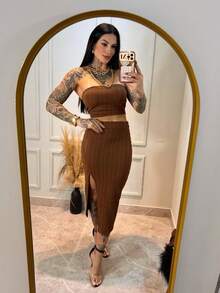 3 Piece Set, Top And Ruffled Skirt, Super New!!!!!! - 鏽棕色 - 查看 5