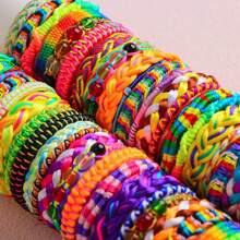 10pcs/Pack Fashionable Colorful Woven Adjustable Friendship Bracelets With Tassels, Suitable For Gifts To Family, Friends, Daily Wear, Jewelry Party