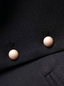 Chaleco sin mangas de mujer de diseño con botones en diagonal, ajuste corto y delgado, versátil para primavera/otoño - Negro - Ver 5