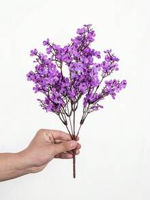 1/4 piezas Ramo artificial de flores de nube de bebé de color púrpura y estrellas de satén para boda, novia, fiesta, decoración de arreglos florales caseros DIY - Morado - Ver 3
