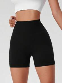 1pc Women Plain Color Yoga Compression Tight Shorts, Outdoor Sports Shorts