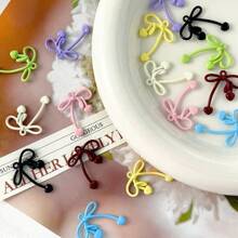 8pcs Multi-Color Random Cute Sweet Dopamine Macaron Color Candy Color Youthful Style Colorful Peach Heart Bow Knot Pendant DIY Handmade Necklace Bracelet Charm Earring Jewelry Accessory