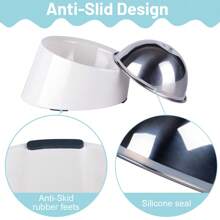 1Pc Pet Stainless Steel Double Bowl, Medium And Small Dog/Cat Melamine And Stainless Steel Food And Water Bowls, Anti-Spill Dual Pet Bowl Set, 2-In-1 Pet Bowl Cat And Dog Pet Feeding Bowl, 15-Degree Tilt, Anti-Choke, Anti-Whisker Fatigue Puppy Keep Dog Things Dog Accessories Dog Stuff