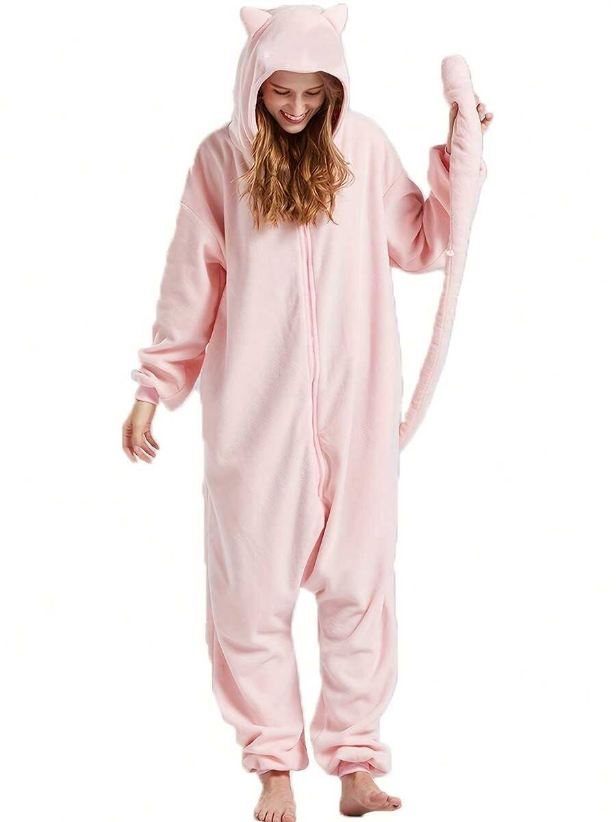 Adult Pink Costume Christmas Pajamas - Christmas Cosplay Costumes Homewear Jumpsuit For Women And Men - 粉色 - 查看 1