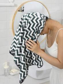 1pc&4pcs Coral Fleece Diamond Wave Pattern Thickened & Extra Long Hair Drying Towel For Women, Quick-Dry Absorbent Head Wrap Towel With Elastic Band Bath Cap - Multicolor - View 6