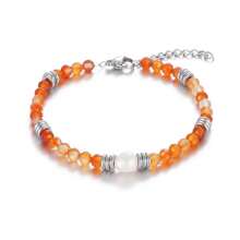 1pc Fashion Minimalist Versatile Stainless Steel & Natural Stone Bracelet, Multi-Color Options Suitable For Women Daily Wear